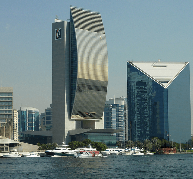 Buildings near water body
